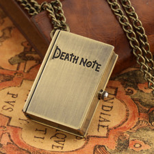 Black/Bronze Necklace Chain Book Shape Death Note Pocket Watch Boys Men Gift