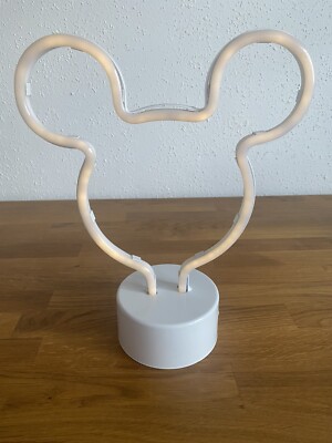 Disney Mickey Maus Neon Lampe Tischlampe Batteriebetrieben Weiß