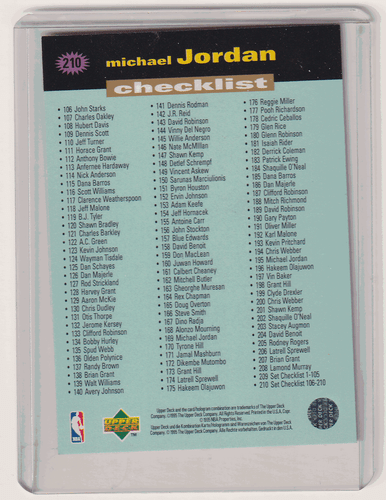 UD 1995 Collectors Choice Players Club Lista de verificación Michael Jordan #210, Bulls, Salón de la Corte - Imagen 2 de 2