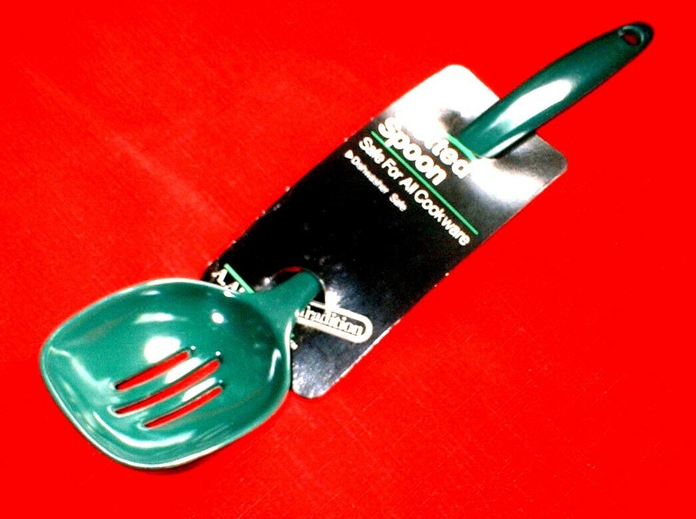 Aronson Slotted Serving Spoon Melamine Green 12inch