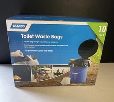 Camco 10 Pack of Leak Proof Double Lined Toilet Waste Bags, Black New Sealed!