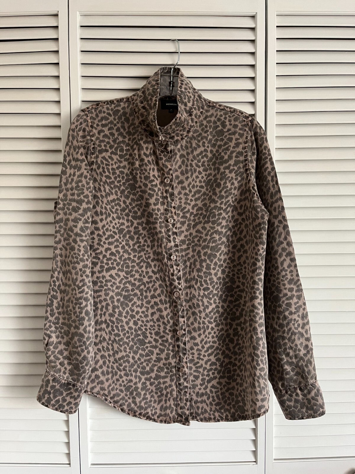 Monrow Mini Leopard Basic Shirt brown women’s med… - image 9