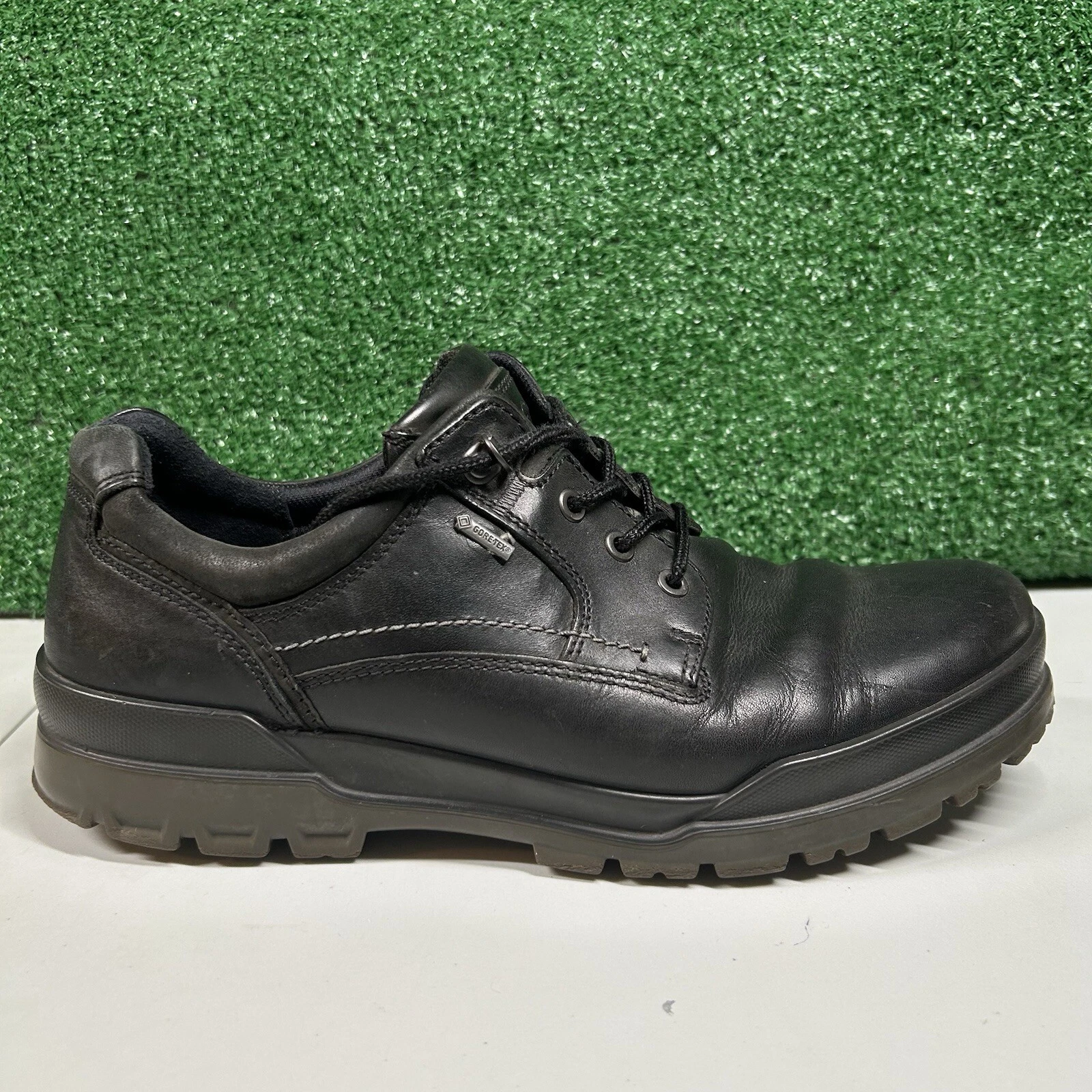 Scarpe eleganti Ecco Track Oxfords uomo 10 M pelle nera stringate escursionismo Goretex