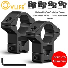 1'' Scope Rings 3/8", 11mm or 20mm Rail Low Medium High Profile Scope Mount 2pcs