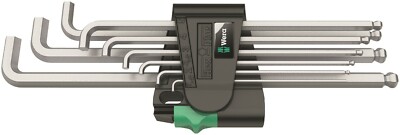 Wera 950/9 Hex-Plus 4 L-Key Set Chrome Plated Metric 9 Pieces 05073594001