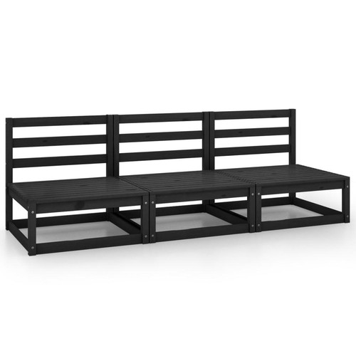 Outdoor-Sofa 3-Sitzer Schwarz Massivholz Kiefer - Bild 2 von 6