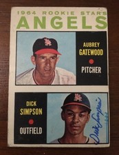 DICK SIMPSON 1964 TOPPS ROOKIE RC AUTOGRAPHED SIGNED AUTO BASEBALL CARD 127 ANGE
