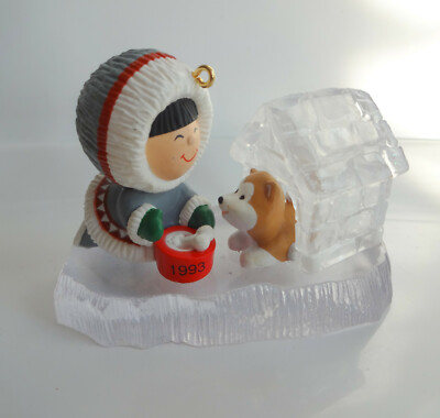 Vtg Hallmark Keepsake Xmas Tree Ornament Frosty Friends 1993 Eskimo & Hasky Home