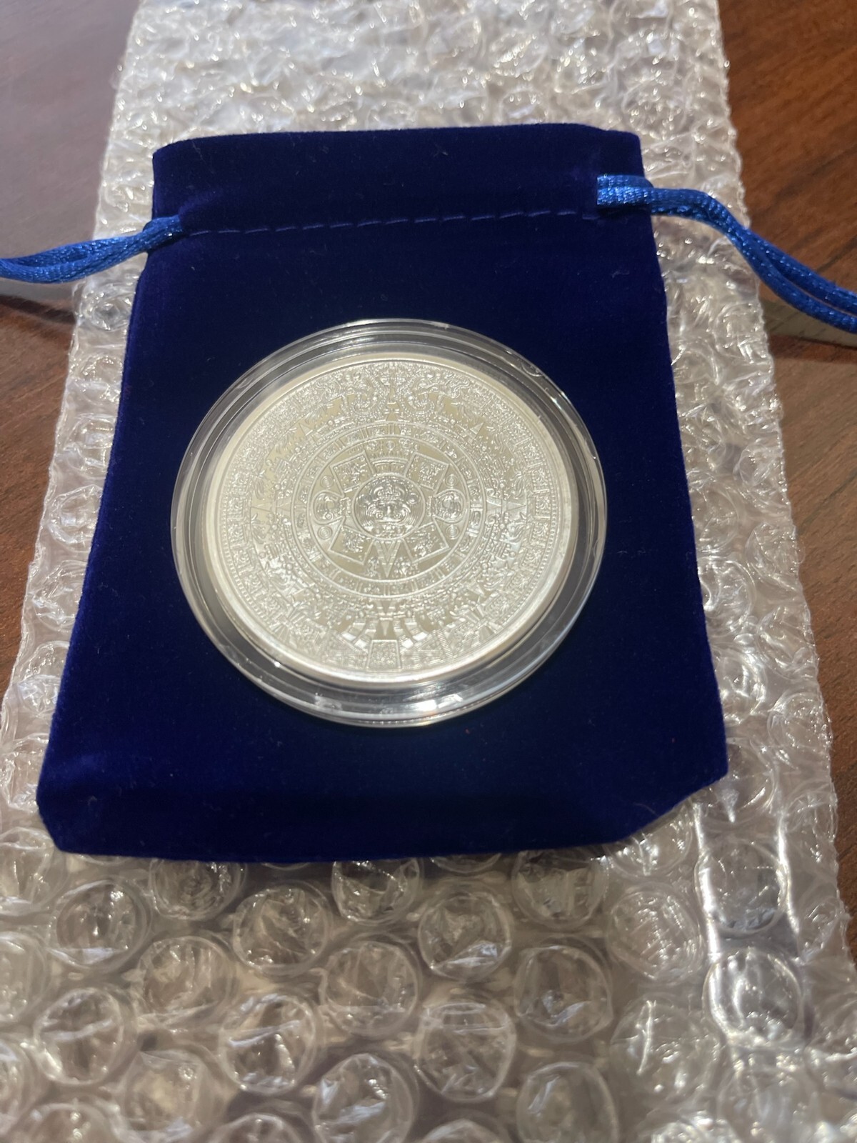 2 oz .999 Fine Silver Aztec Calendar *IN A CAPSULE & GIFT POUCH * FREE ...