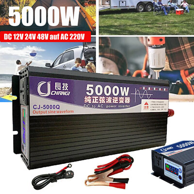 5000W Reiner Sinus Wechselrichter DC12V 24V 48V auf AC220V Spannungswandler Auto