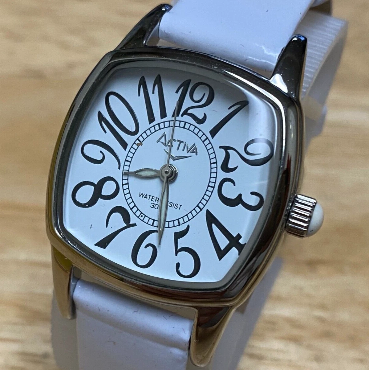 Activa By Invicta Lady Silver White Barrel Swiss Analog Quartz Watch New Battery
