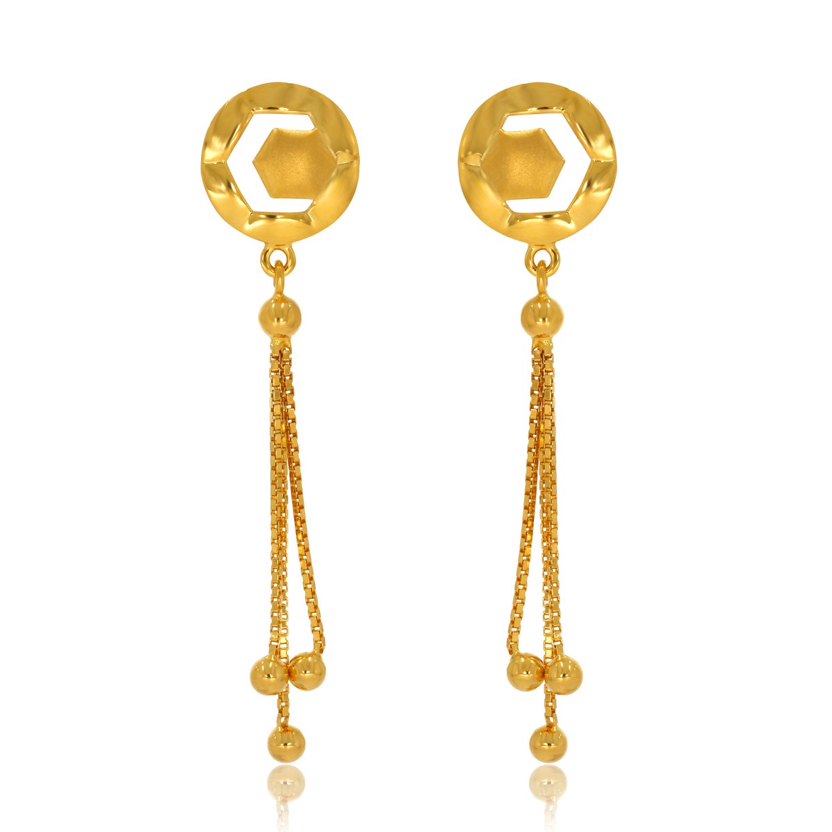 Senco Gold 18K Chain Ball Gold Earring For Women
