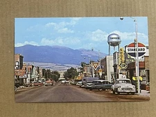 Postcard Townsend Montana Conoco Standard Gas Station Old Cars Canyon Ferry Dam