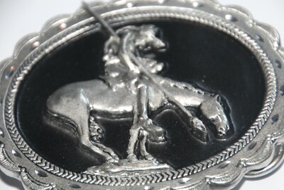 Boucle De Ceinture Native American Warrior On Horse, Siskiyou Q10, 1982, Neuve