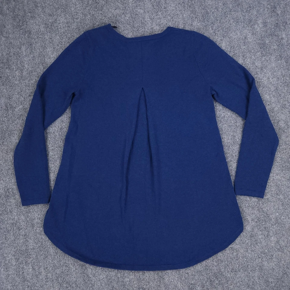 Suéter Kinross Mujer Medio Azul Cachemira Tejido Apretado Cuello Redondo Cremallera Hombro Foto 2 de 4