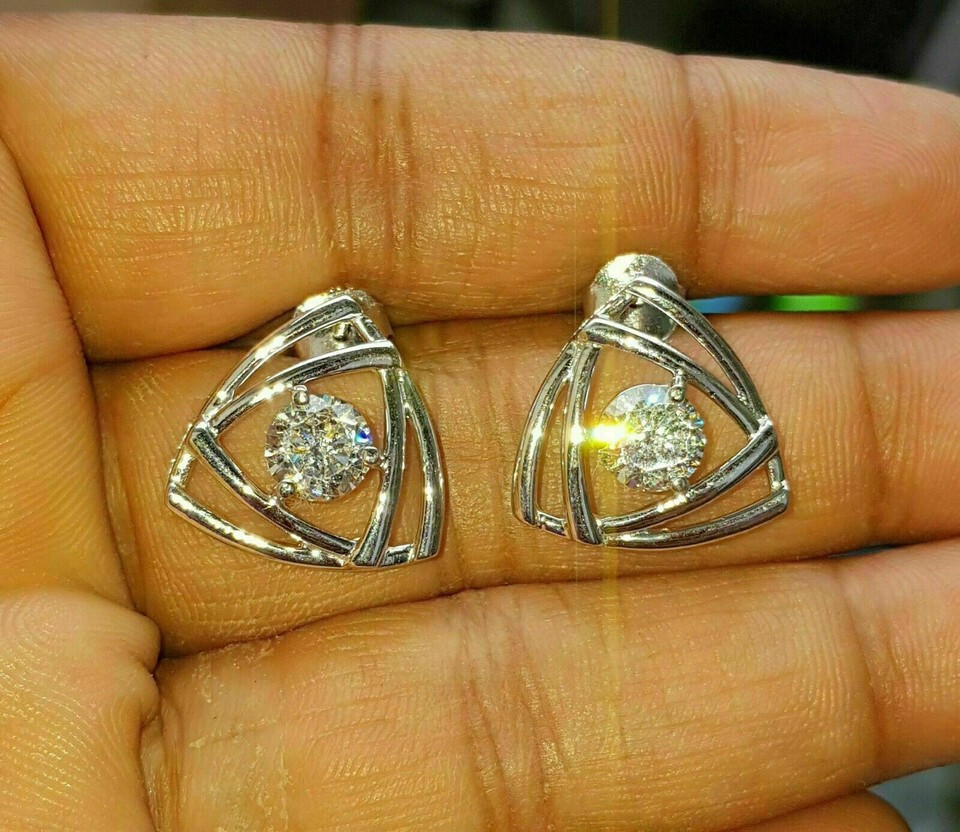 2Ct Lab-Created Diamond Stud Earrings in 14K White Gold