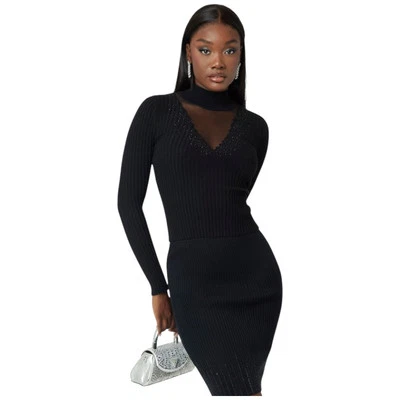 Guess Pull Noir Avec Strass Guess Femme Alice W5RR15Z2Y50JBLK - Photo 1/4