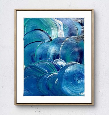 Laeknapes Echo of Waves 14x11 Original Abstract Paper Painting Modern Artwork