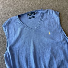 Polo Ralph Lauren Pima Cotton Blue Sweater Vest Men  s XXL Yellow Pony