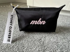 Stoney Clover Lane Pouchette Noir Black with "mbn" Flamingo Monogram Embroidered