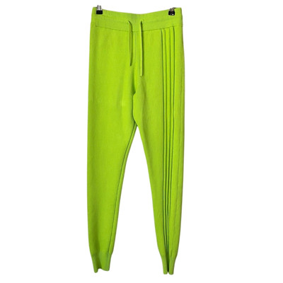 Adidas x Ivy Park 3 Stripe Knit High Rise Jogger Pants Solar Slime Green XS