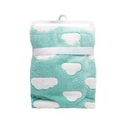 First Steps Soft Fleece Newborn Baby Boy Girl Blanket Teal Cloud Design