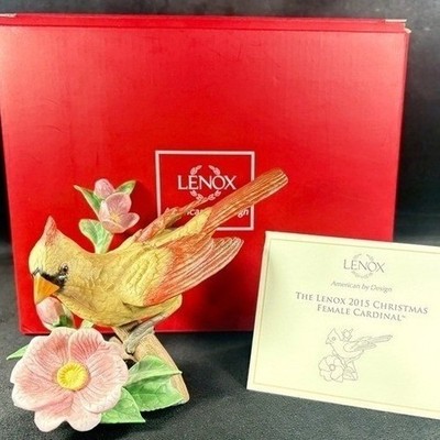 Lenox 2015 Christmas Female Cardinal Sculpture Figurine 853113 Excellent COA Box