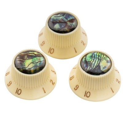 Musiclily Pro 3Pcs Cream Plastic Inch Abalone Top Knobs For USA Strat ST Guitar