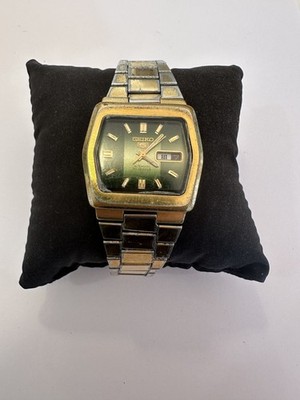 Vintage Seiko 6119-5460 Automatic TV Style Green Dial Gold Tone