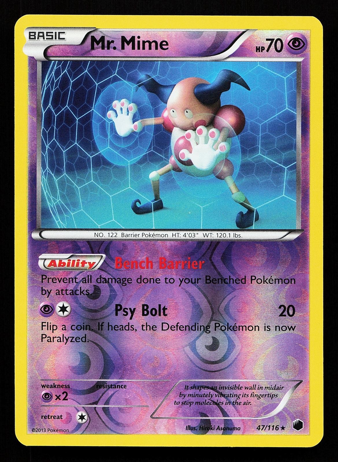 Mr. Mime 47/116 Reverse Holo Rare Plasma Freeze Pokemon Card