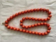 Halskette Marimekko stylisch orange matt 94cm lang 53 Holzkugeln neu