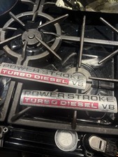 Ford Truck Super Duty Power Stroke Turbo Diesel V8 Emblems Pair Chrome