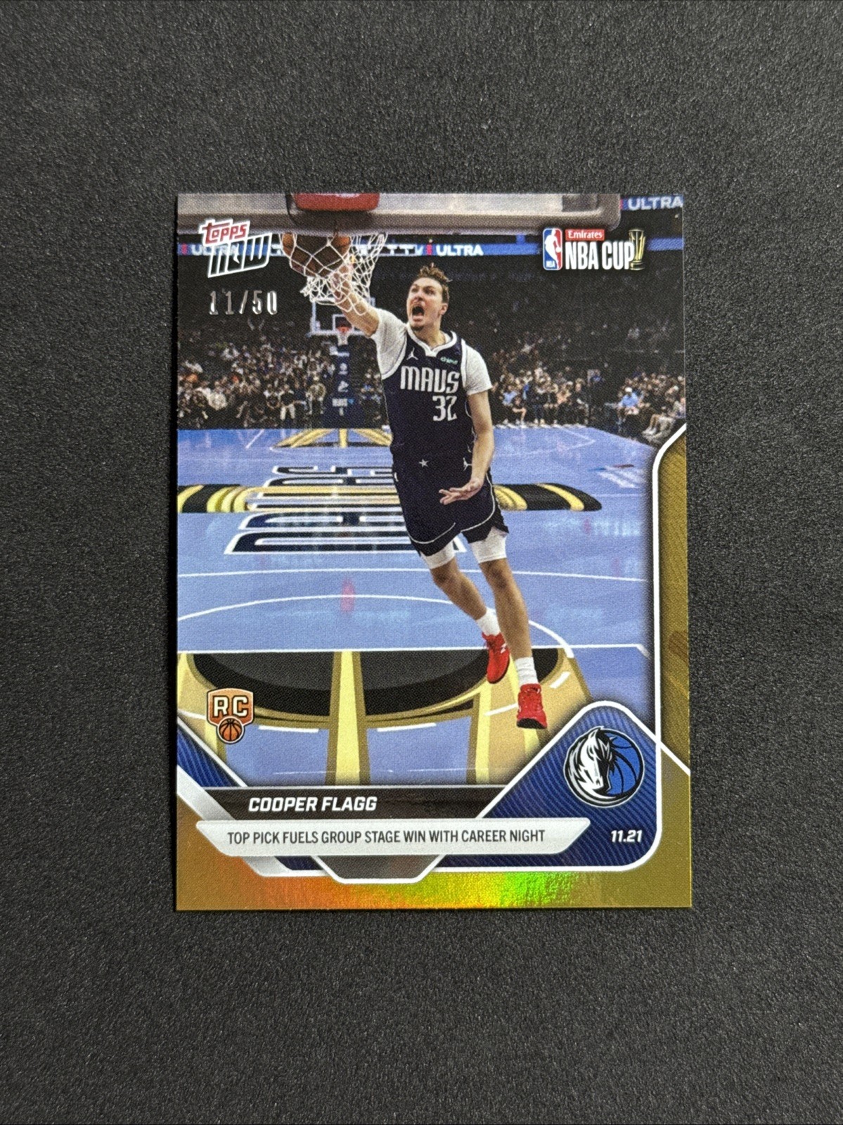 Cooper Flagg - 2025-26 Topps Now Gold Rookie /50 Dallas Mavericks #60 SP