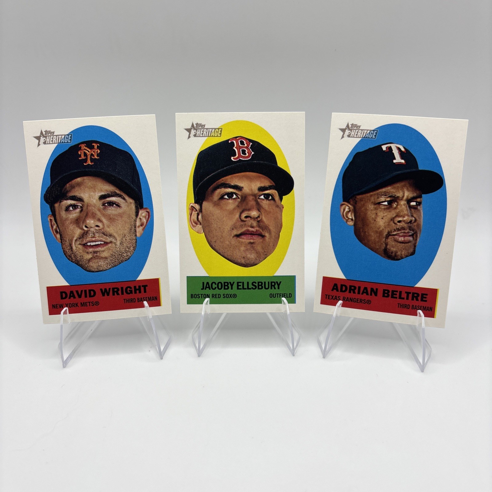 2012 Topps Heritage Stick-Ons 3 Cards D. Wright#4, J. Ellsbury #9, A. Beltre #34