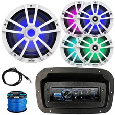 JVC Bluetooth Receiver, 4x 6.5" Speakers, 10" Multi-Element RGB LED Marine Sub