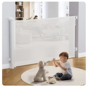 Vamector Retractable Mesh Baby/Dog Gate, Extends to 72" Wide 34" Tall