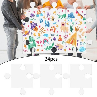 24 Pieces White Cardboard Blank Jigsaw Puzzles Accessory 12.01inchx11.02inch