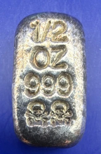 1/2 Troy oz .999 Fine Silver Bullion Hand Poured Loaf Bar HARD TO FIND!