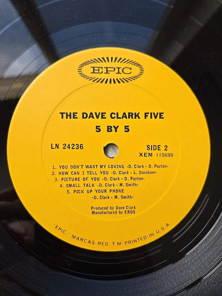 VTG The Dave Clark Five 5 By 5 Record 12" Vinyl LP 33 RPM LN 24236 Epic - Image 4 of 4