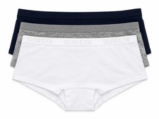 Calvin Klein Monochrome Boyshort Cotton Underwear 3 Pack White, Gray, Navy -