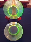 Vintage Two Vaseline Stretch Glass 6" — photo 4