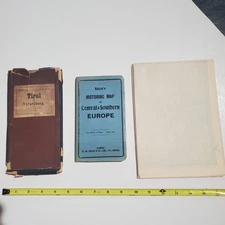 3 Large Vintage maps_1880's  TIROL & VORAR, Leipzig_ 1914 Europe_1940's Med