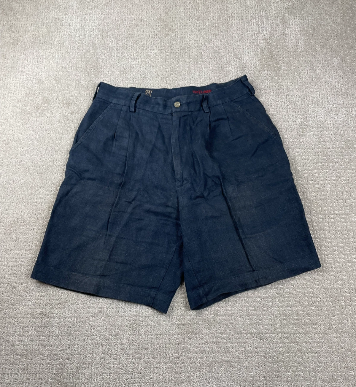 Vintage Zeilder & Zeilder Shorts Mens 32 Navy Blue Linen Coastal Preppy 80s 90s