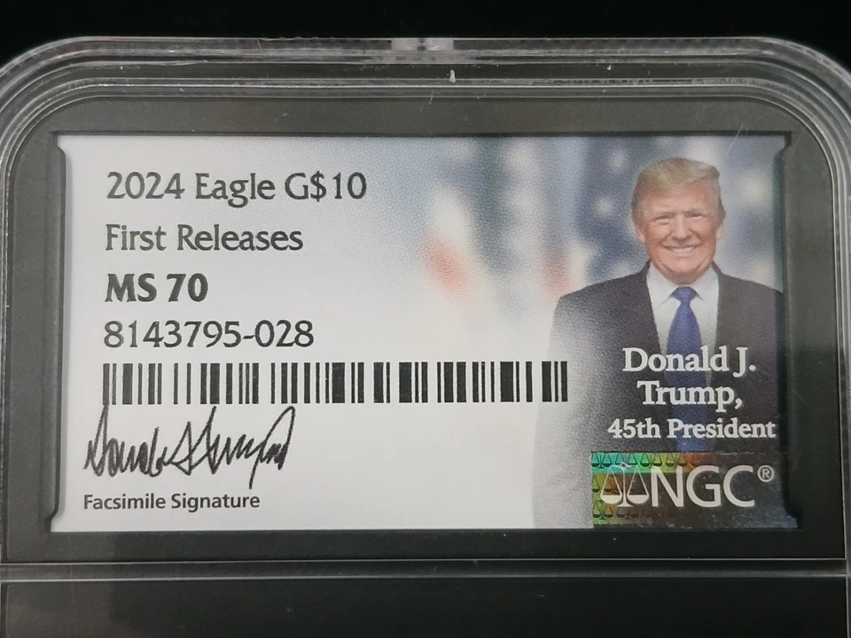 2024 $10 Gold Eagle MS70 Donald J Trump 45th President NGC Signed Facsimile - Image 3 of 4