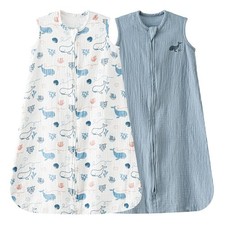 Muslin Cotton Baby Sleep Sack 0-6 Months, 2 Pack 100 Cotton Sleeping Bag for...