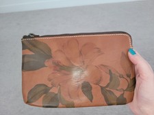 Patricia Nash Leather Wristlet Clutch Floral Brown 8" x 5"
