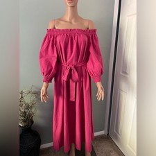 Ann Taylor Pink Off-Shoulder Midi Dress