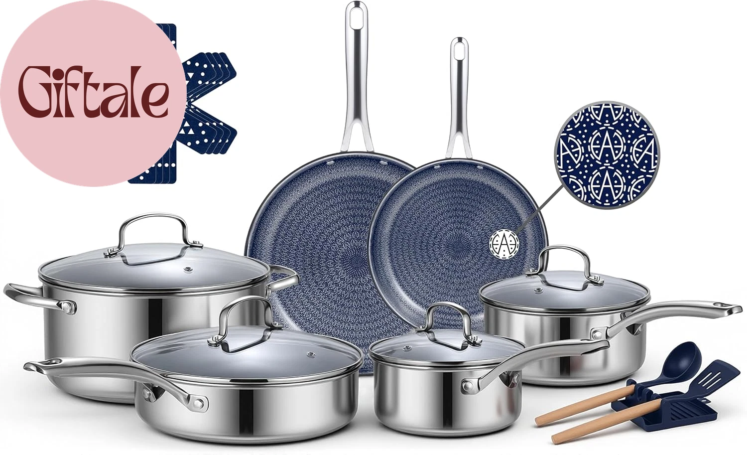 Hybrid Stainless Steel Cookware Set, 17-Piece Tri-Ply Pots and Pans Set Non Stic
Opens in a new wind