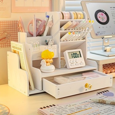Table Pen Box Office Study Desk Organizer Table Box Tidy Case Wooden Pen Pencil ...
