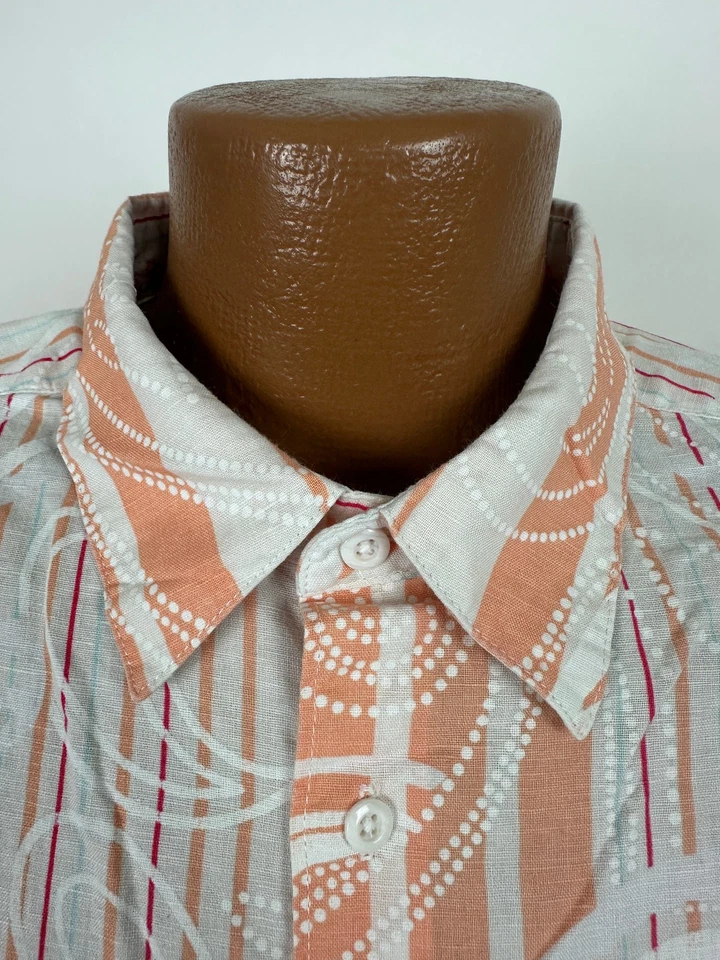 Рубашка мужская Havanera XXL льняная смесь в полоску пейсли гавайская пляжная кубинская оранжевая - Изображение 4 из 4